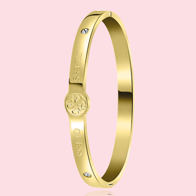 Guess stalen goldplated bangle 4G logo