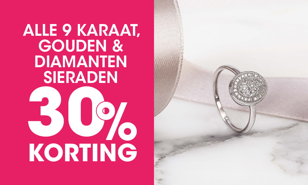 9 karaat. goud en diamant actie