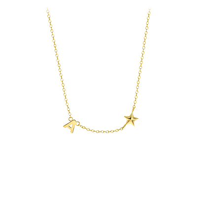 Zilveren goldplated ketting letter/stardust