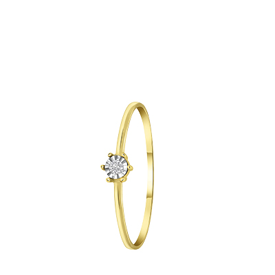 14K geelgouden ring solitair diamant (0,025ct)