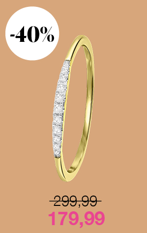 14 Karaat geelgouden ring met 11 diamanten 0,06ct