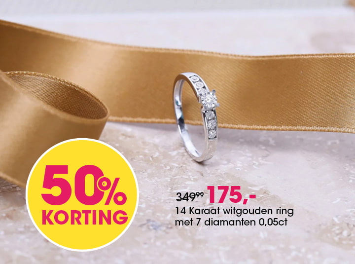 14 karaat witgouden ring met diamant