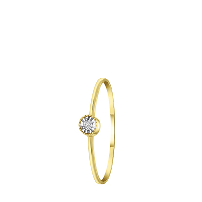 14k gouden ring solitair in rand diamant (0,025ct)