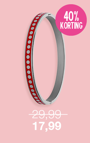 Stalen bangle met ruby rood