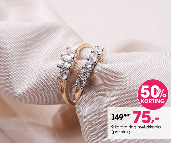 9 karaat ring met zirkonia