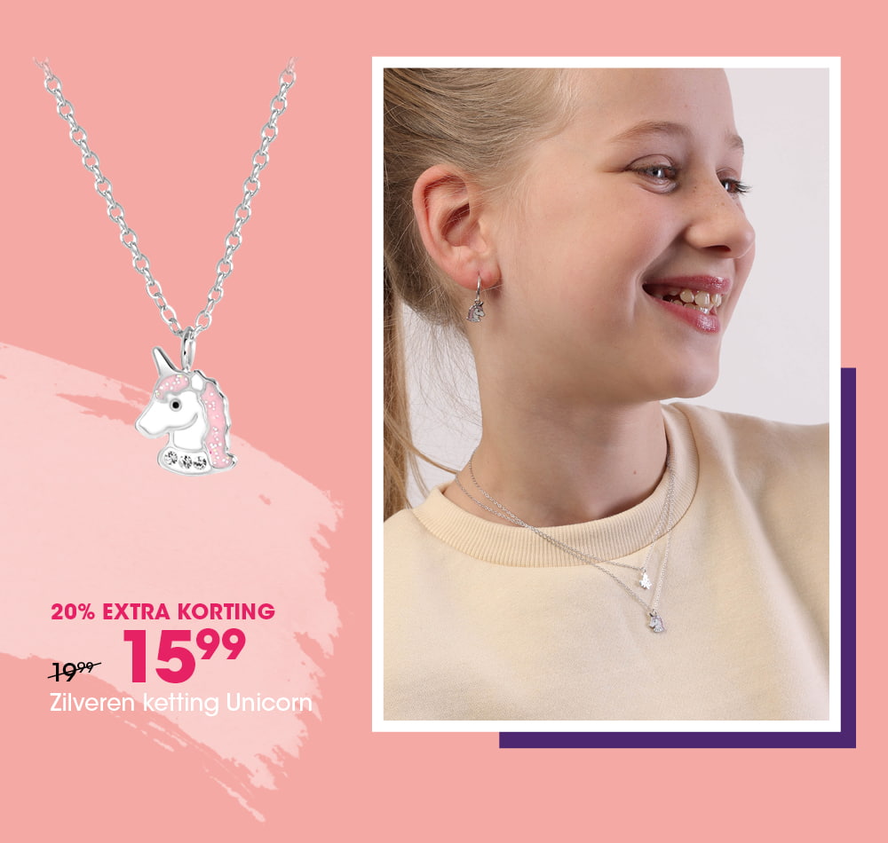 Zilveren ketting Unicorn