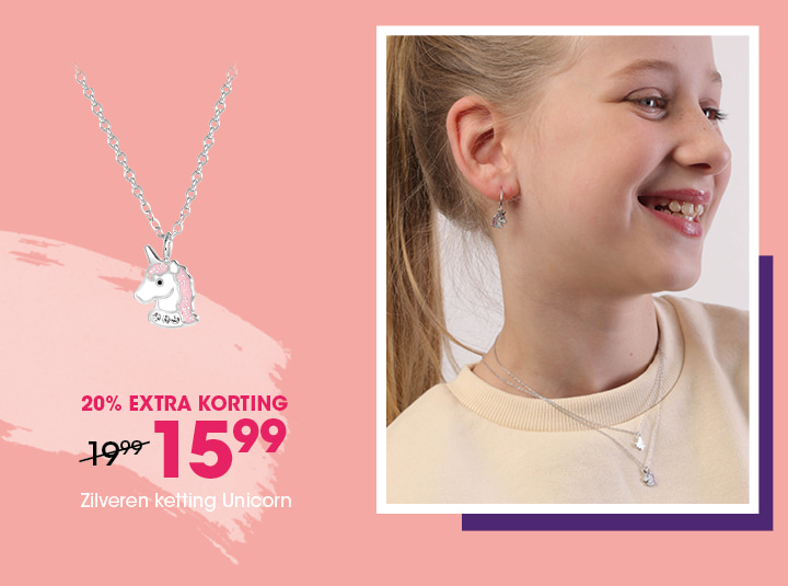 Zilveren ketting Unicorn