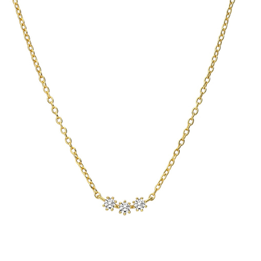 Zilveren goldplated ketting zirkonia