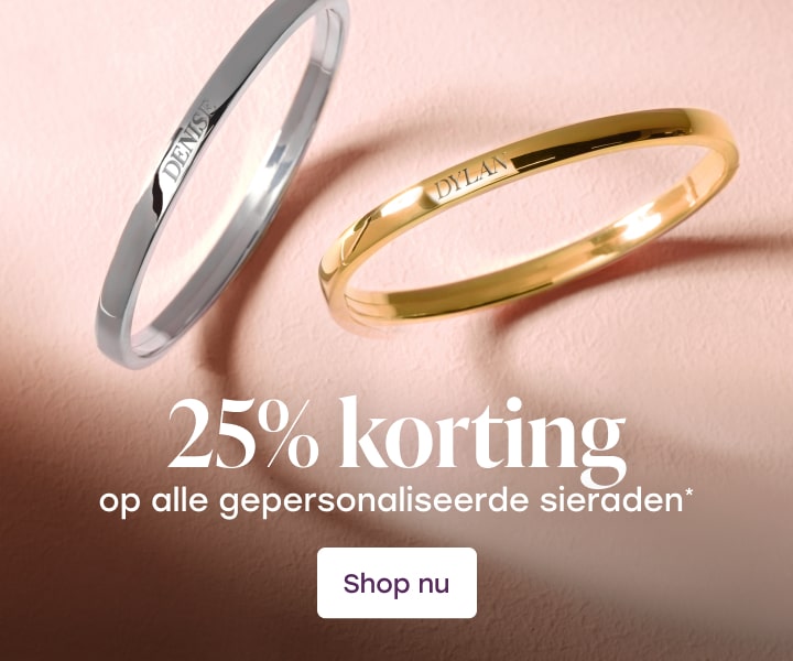 25% korting op alle gepersonaliseerde sieraden