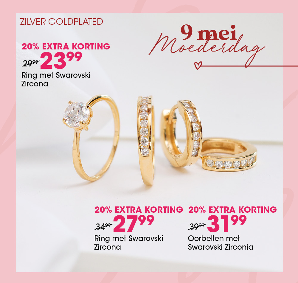 Zilveren goldplated ringen en oorbellen