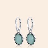 Zilveren oorringen met hanger Gemstone amazonite