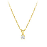 Zilveren ketting gold met Swarovski Zirconia 6mm