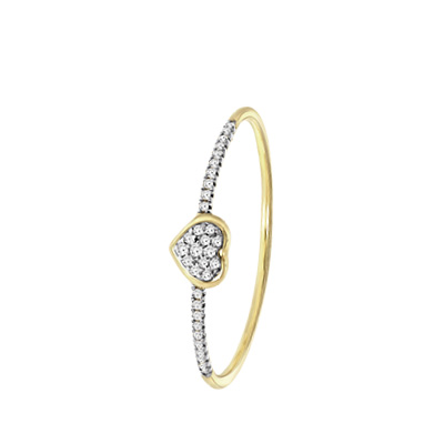 14K geelgouden ring met 33 diamanten 0,05ct hart