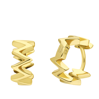 Zilveren oorringen zig-zag goldplated