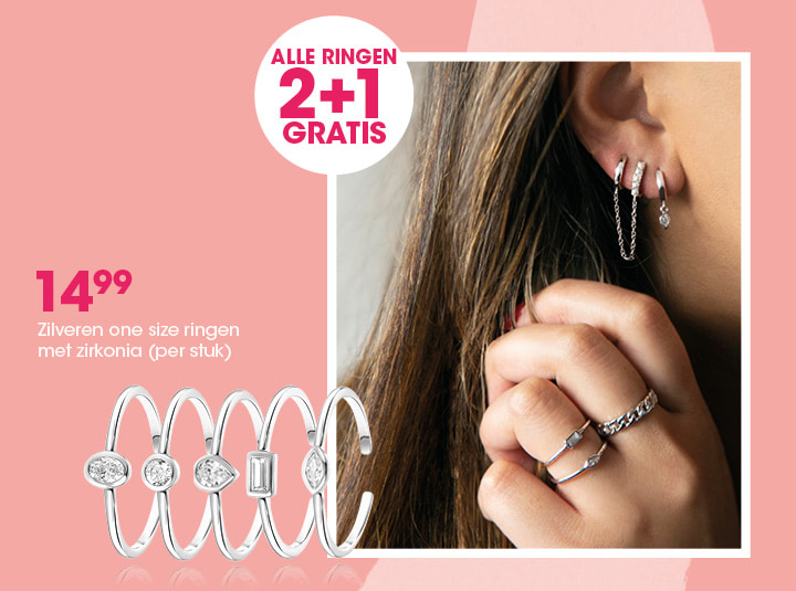 Zilveren one size ringen met zirkonia 