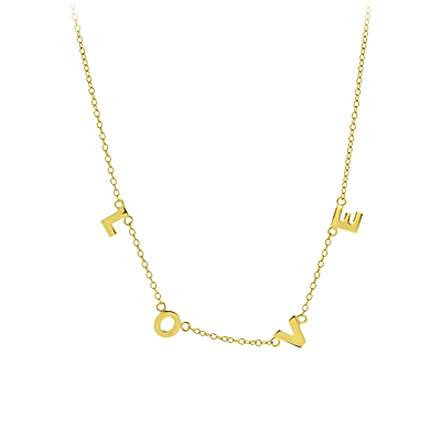 Zilveren ketting goldplated LOVE