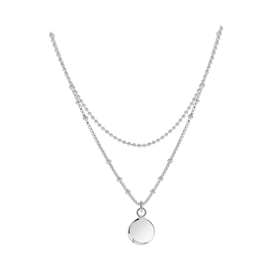 Zilveren ketting layering disc