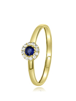 14 karaat gouden ring met wit en blauwe zirkonia -20% extra korting