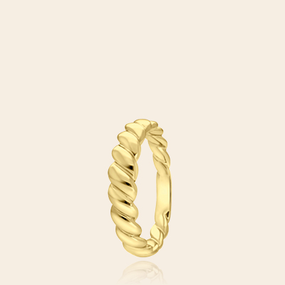 Zilveren goldplated ring twisted