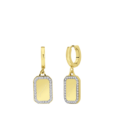 Guess goldplated stalen oorbellen CRYSTAL TAG