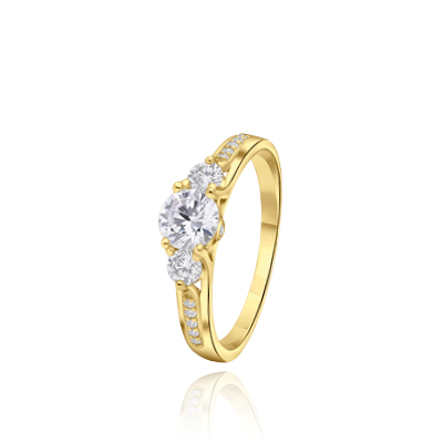 Zilveren goldplated ring met zirkonia