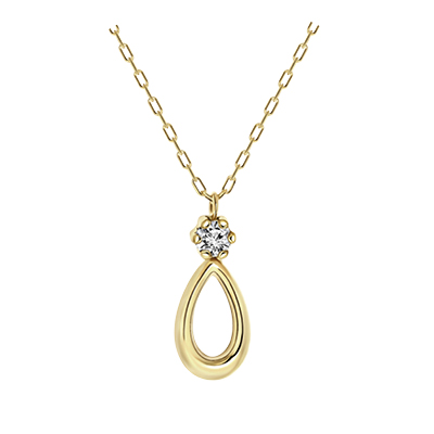 14 Karaat gouden ketting hanger druppel zirkonia