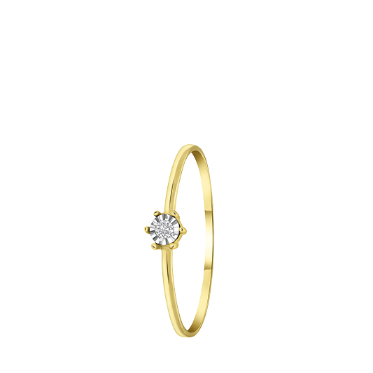 14K geelgouden ring solitair diamant (0,025ct)