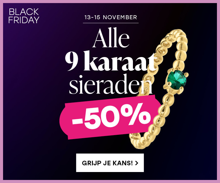 50% korting op alle 9 karaat sieraden