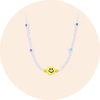 Witte bijoux choker met smiley