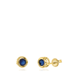 Goldplated oorbellen met blauwe zirkonia