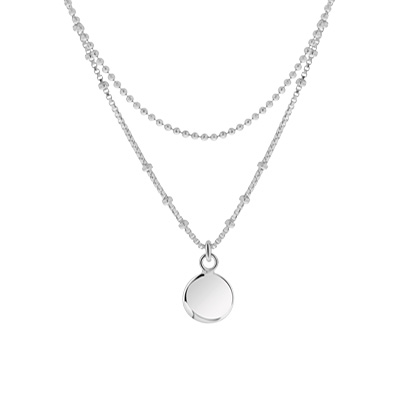 Zilveren ketting layering disc