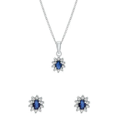 Zilveren set met sapphire zirkonia