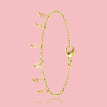 Stalen goldplated armband met roze kralen