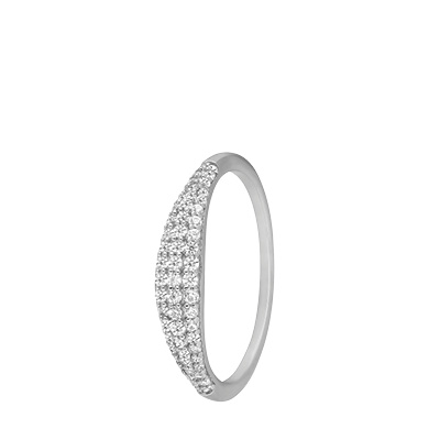 Zilveren ring rhodiumplated met zirkonia