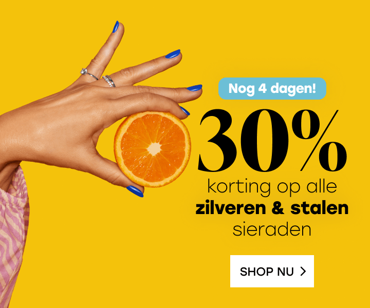 nog 4 dagen: 30% korting op alle zilveren en stalen sieraden