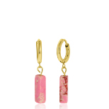 Pink Opal stalen 14 karaat goldplated oorbellen