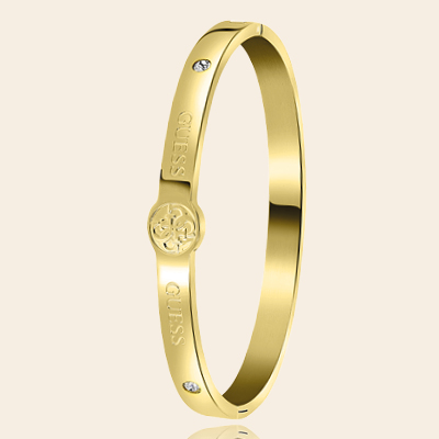 Guess stalen goldplated bangle 4G logo