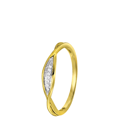 14 Karaat geelgouden ring met 7 diamanten 0,02ct