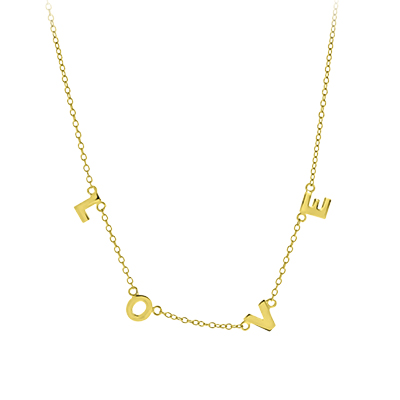 Zilveren ketting goldplated LOVE