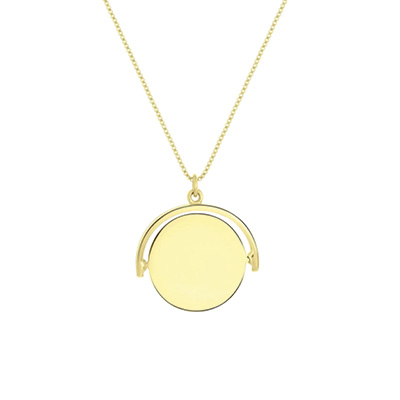 Zilveren goldplated ketting&hanger spinning disc