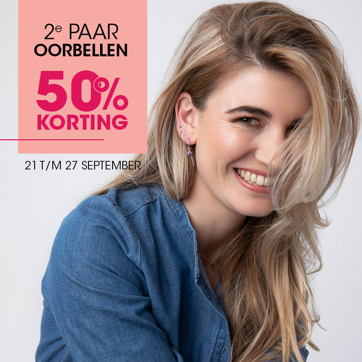 2e paar oorbellen 50% korting