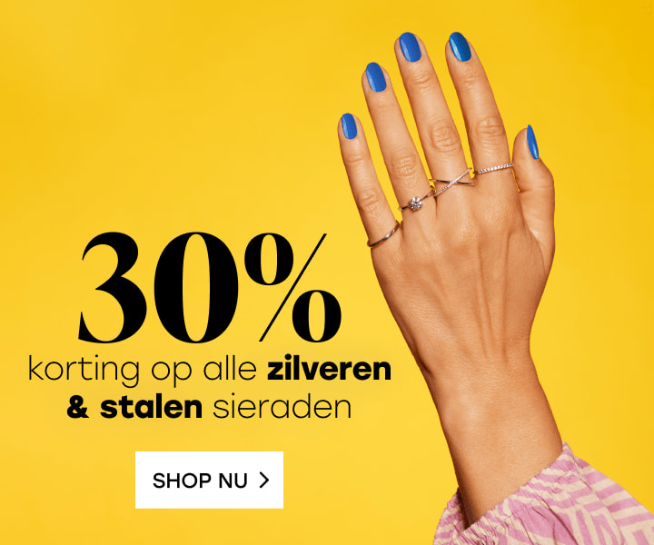 30% korting op alle zilveren en stalen sieraden