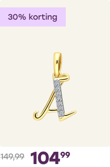 14 karaat geelgouden alfabet hanger met diamant 0,03ct