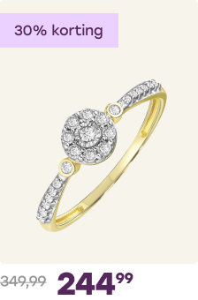 14 karaat geelgouden entourage ring 23 diamanten 0,10ct