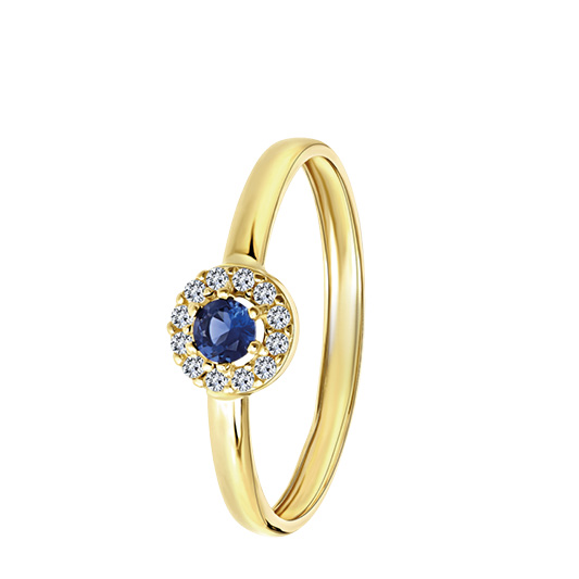 9 karaat ring met wit&blauwe zirkonia