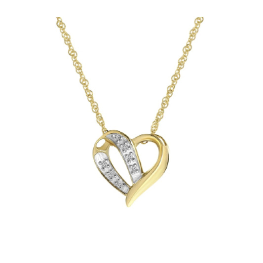 14K geelgouden ketting hanger hart diamant 0,03ct