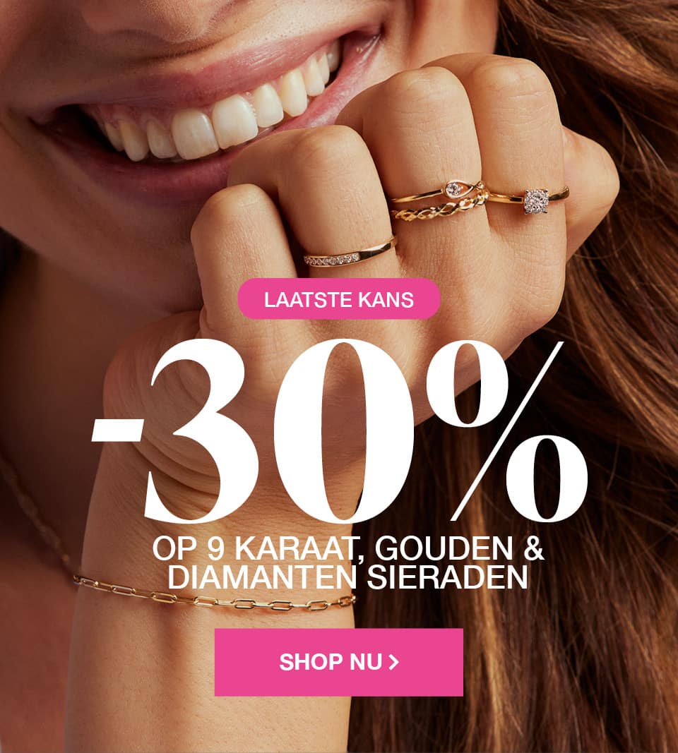 9k, goud en diamant 30% korting