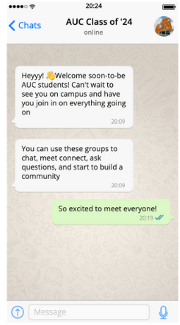 Meet and chat with other incoming students on Facebook and WhatsApp