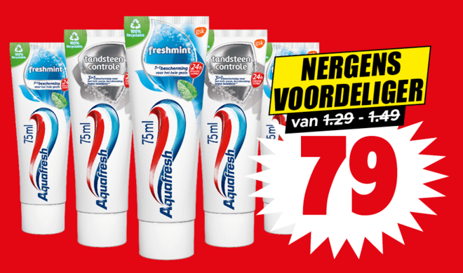 Aquafresh tandpasta nergens voordeliger!