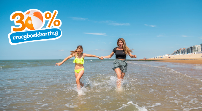 30% vroegboekkorting op je zomervakantie aan de kust